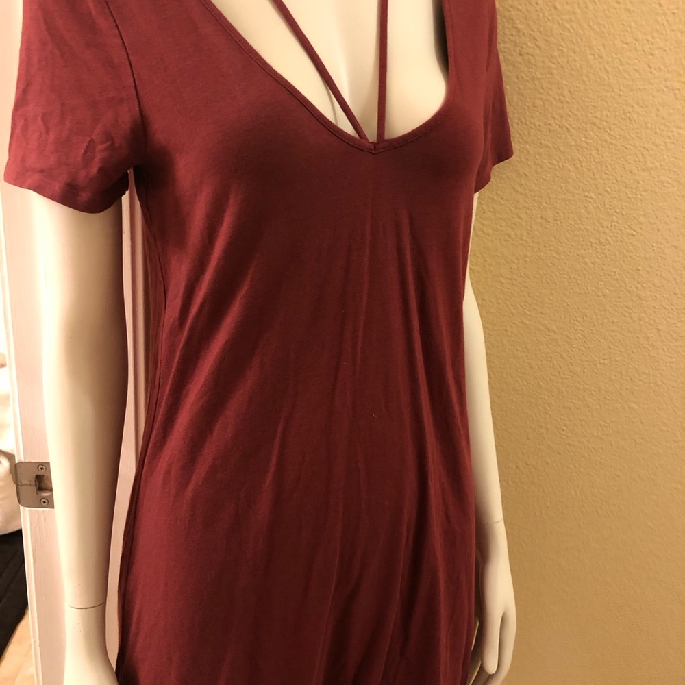 Maroon front Strap design Dress